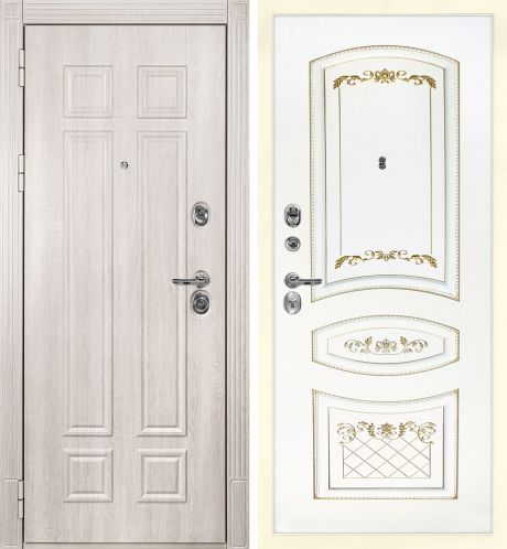 ДМ Гера-2 шагр.RAL1013замки Kale(Дуб филад.кремФЛ-2507/Smalta-05 эмальRal9003 Белый пат. зол.)/860 Л