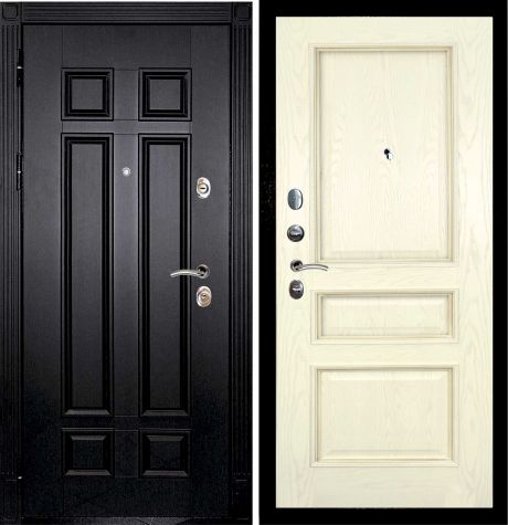 ДМ Гера-2 шагрень черный замки Kale (Венге ФЛ-2507 / Фрейм-03 шпон Ясень бисквит) 960 ПР 