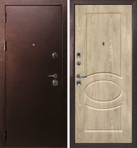 ДМ С-3 антик медь, замки Гардиан (металл гладкий/ Сиена-1 шале PVC дуб песочный) 960 ПР