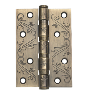 Петля универсальная с четырьмя подшипниками ADDEN BAU. 100X70X2.5 4BB FLO ANTIC BRONZE (цвет АНТИЧНАЯ БРОНЗА, цветочный орнамент)
