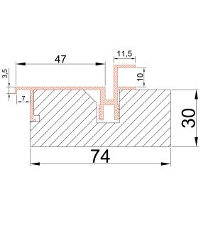 Коробка AL-Invisible Хром, к полотнам h-2000-2050 с упл.врезка под 2 петли KronaK /комп.2,5 шт./