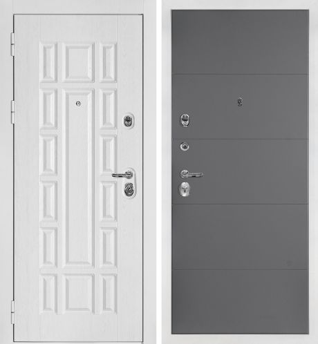 ДМ Квадро-124 белая шагрень, Kale 252R/Border (Белый дуб факт. ФЛ-124 /PR- 35 Серый) 860 ПР