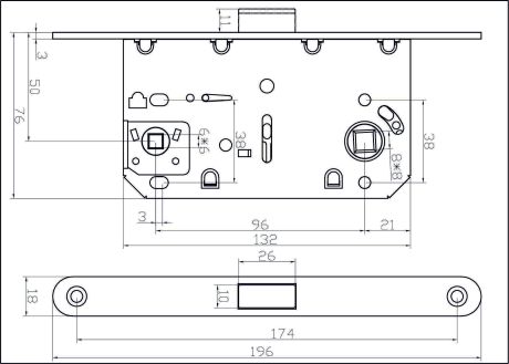Защёлка врезная магнитная сантехническая ADDEN BAU WC-5096 MAG GRAPHITE (цвет Графит)