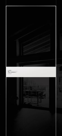 HGX-13 PET черный глянец, 800*2000 стекло белый мателак /врезка под петли и замок AGB/, 2отв.