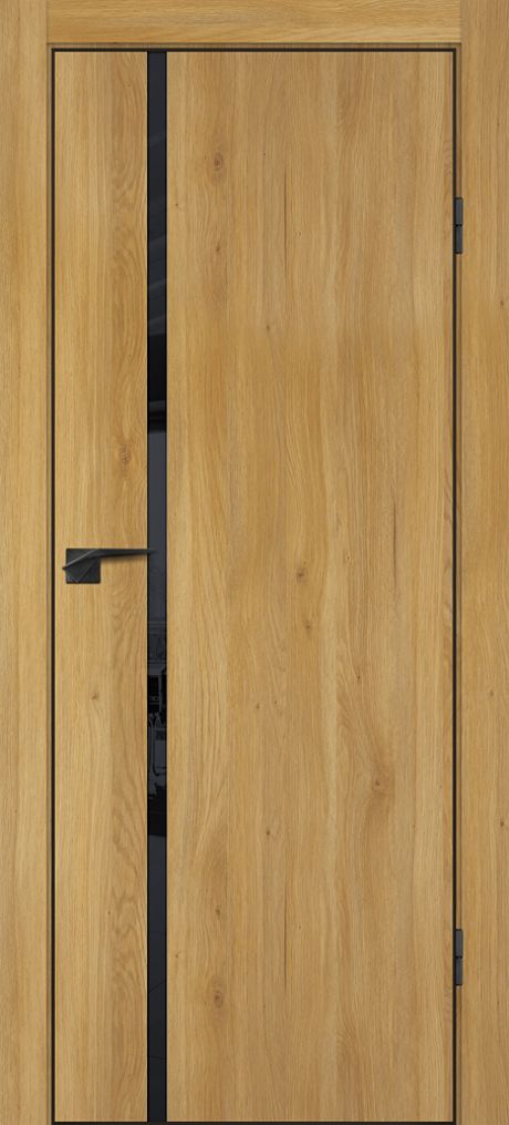 P-22 NEW nanotex, дуб золотистый 600*1900, стекло черный лакобель, ABS черная кромка с 4-х ст.