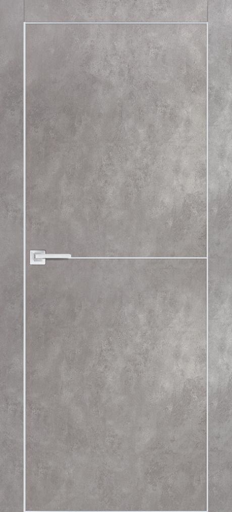 PX-19 PP серый бетон, 600*2000 Al-молдинг 5мм/врезка под петли и замок AGB/ Al-кромка с 4-х сторон