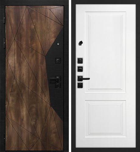 ДМ Лофт-2 шагр,черн,замкиKale(СБ101 Дуб коньяк,пат,кварц/Smalta-Line04 Ral9003 Белый) 860ПР