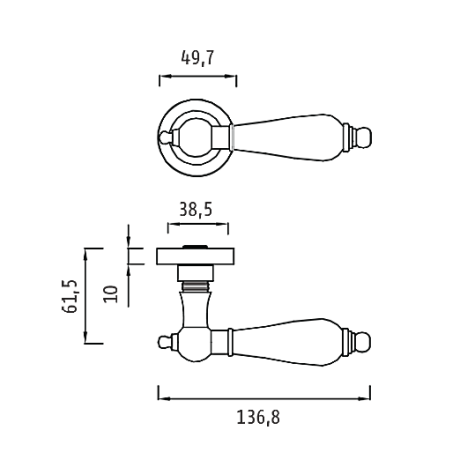 Ручка REDONDO BL.SILVER (на круглой розетке, керамика кракелюр, чернёное серебро)