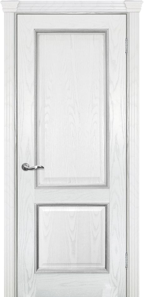 Фрейм 02 Ясень айсберг, багет тиснение патина серебро, глухое 600*2000