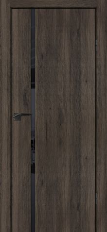 P-22 NEW nanotex, дуб темный 550*1900, стекло черный лакобель, ABS черная кромка с 4-х ст.