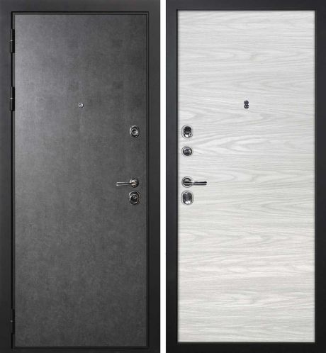 ДМ П-2/1, черный муар, замки Kale (ФП гладкая штукатурка графит/ гладкая PP дуб скай бежевый) 960 ПР